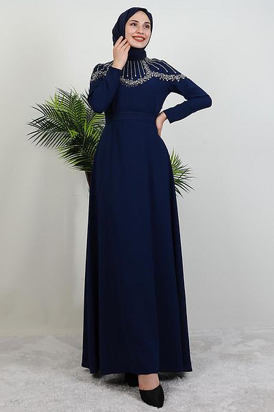 GİYZAMİLA Φόρεμα Nisan Stone Navy Blue