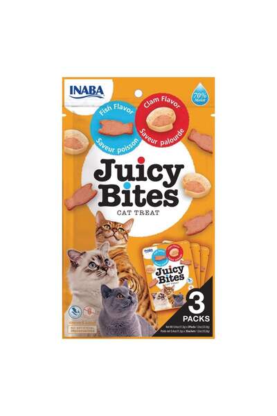 Inaba Inaba Juicy Bites Fish & Clam Flavor 33 - 9g -3 Pouches Per Pack