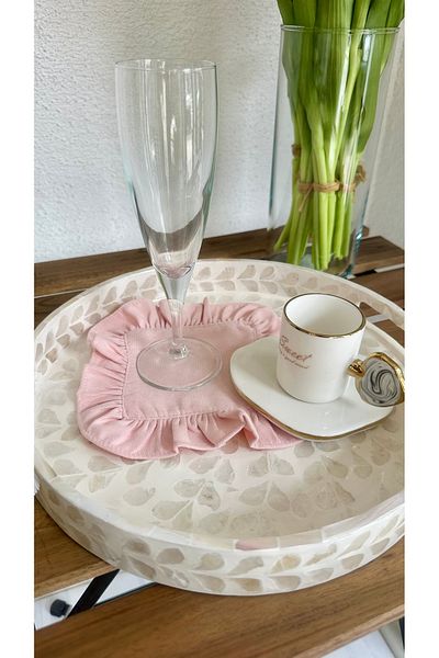 Decamor home Pack of 6 Pink Frilly Cocktail Presentation Napkins