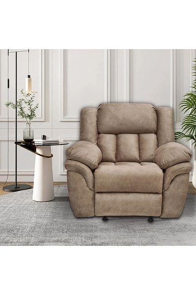 rexa Kingway Velvet Manual Recliner Chair Plush Single-Seater Lounge Chair - 96 x 112 x 100 cm