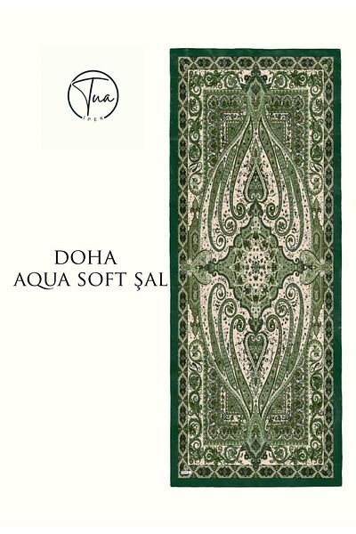 TUA İPEK Doha Aqua Soft Coton Shal - Ethnic Patterned