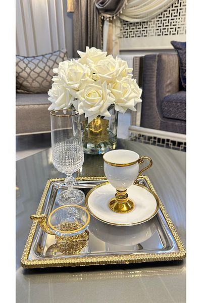 Vakıf home 6 Pieces of Casting Camel Gold Coffee Side Glass Turkish Delight Bowl Presentation Bowl Dragee