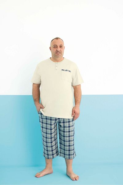 Aydoğan Men's Pajama Sets Capri Plus Size & Oversize Short Sleeve