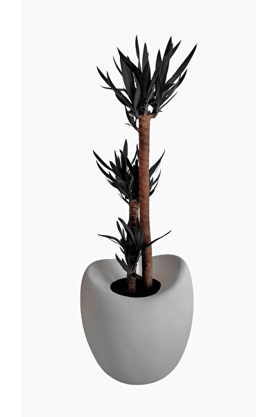 Lunalore Dekoratif Küre Fiber Beton Görünümlü Dokulu 70 CM Modern Saksı Tasar...