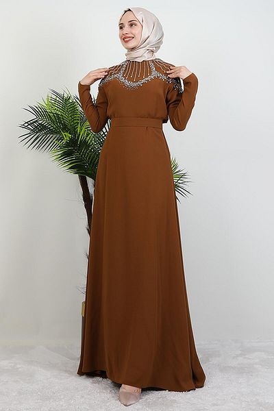 GİYZAMİLA Nisan Stone Dress Mustard