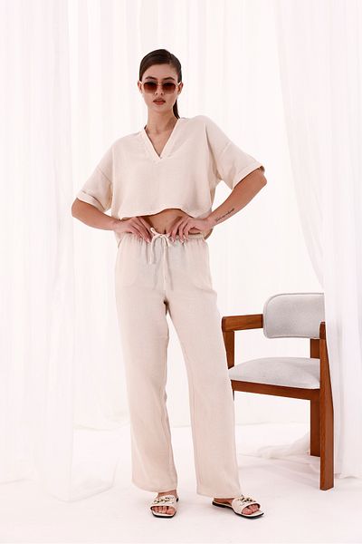 LA PANTE Bottom Top Blouse Pants Set