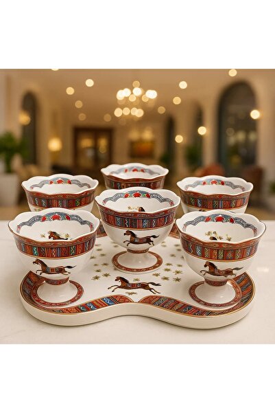 Zuccara Maison Geleneksel Desenli Osmanlı Tarzı 6’lı Porselen Dondurmalık Set...