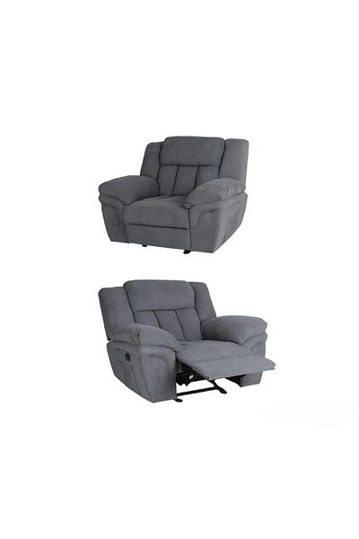 rexa Kingway Velvet Manual Recliner Chair Plush Single-Seater Lounge Chair - 96 x 112 x 100 cm