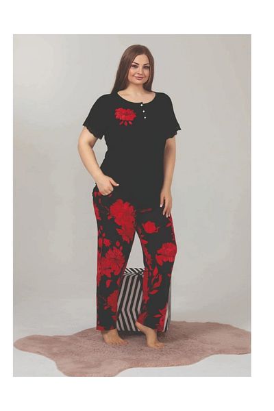 Lady Set de pijamale cu mânecă scurtă pentru femei de mărime mare 10868