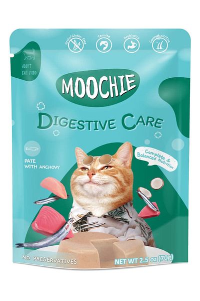 MOOCHIE Pate with Anchovy - Digestive Care Pouch 70g Pack of 12