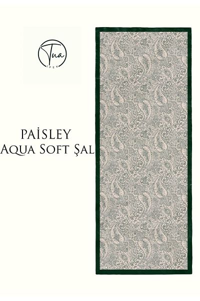 TUA İPEK Paisley Aqua Soft Coton Shal - Ethnic Patterned