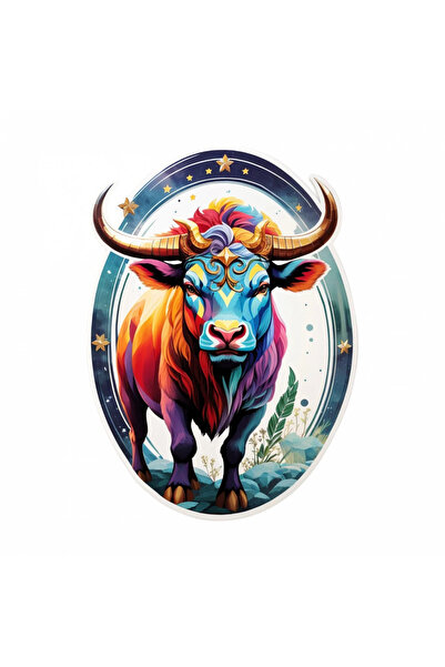 INOVATIX Set de 8 piese, autocolant Taur, simbol zodiacal Taur, INOVATIX®. 6 cm
