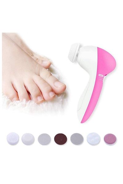 SIKS ® electric foot massage and cleaning brush, 7in1, pink/white