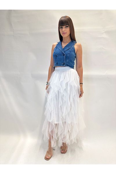 IFASTFASHION Fustă lungă din tull cu volane – fluiditate, rafinament și stil romantic