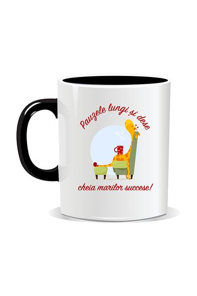 OEM Personalized mug with funny message, Small and frequent breaks are the key to great successes - Black interior