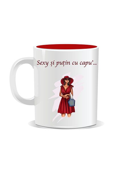 OEM Personalized mug with funny message, Sexy and a little bit heady - Red interior