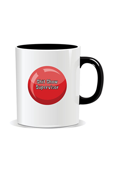 OEM Cana personalizata cu mesaj amuzant, Shit Show Supervisor - Interior negru