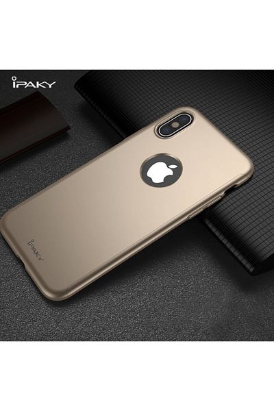 OEM Carcasă Apple iPhone X, FullBody iPaky Gold, acoperire completă la 360 de grade cu folie de protecție din sticlă gratuită