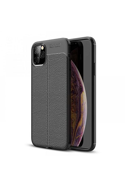 BLACK Case for Apple iPhone 11 PRO, Perfect Fit Black with leather inserts