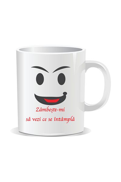 OEM Personalized mug with funny message, Smile at me and see what happens - White interior