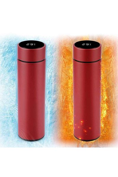 SIKS Smart Thermos With Thermometer, 500 Ml, Red