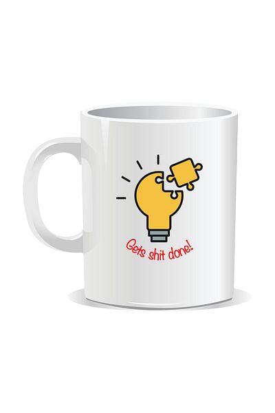 OEM Personalized mug with funny message, Gets shit done, white interior