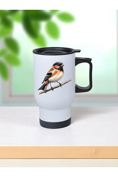 lili hediyelik Steel Cup Thermos with Bird and Handle 450 ml