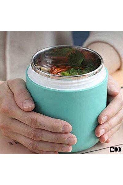 SIKS Thermal Casserole For Soup, Spoon Included, Stainless Steel, 430 Ml, Mini Thermos For Lunch