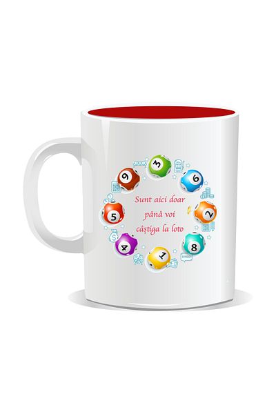 OEM Personalized mug with funny message, I'm only here until I win the lottery - Red interior