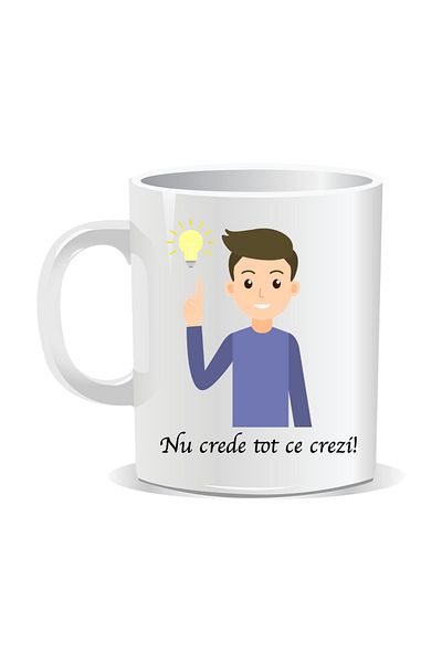 OEM Personalized mug with funny message, Don't believe everything you think - White interior