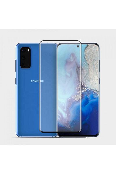 OEM Folie de sticlă pentru Samsung Galaxy S20 Plus, cu margini colorate, neagră
