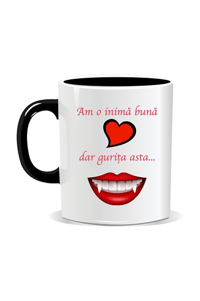OEM Personalized mug with funny message, I have a good heart but this mouth... - Black interior