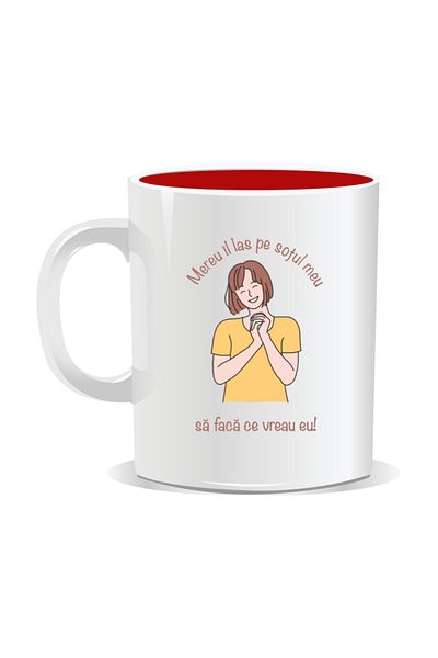 OEM Personalized mug with funny message, I always let my husband do what I want - Red interior
