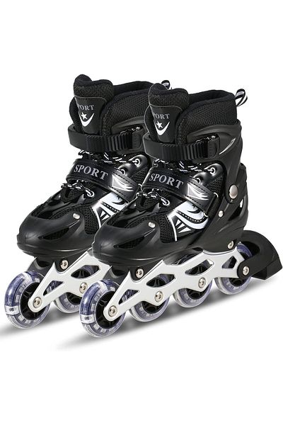 Generic Skates Adjustable Size Roller Skates with Flashing Wheels for Outdoor Indoor Children Skate Shoes fo