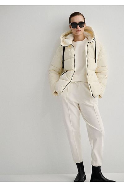 Mavi Hooded Ecru Puffer Jacket