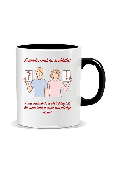 OEM Personalized mug with funny message, Women are incredible - Black interior