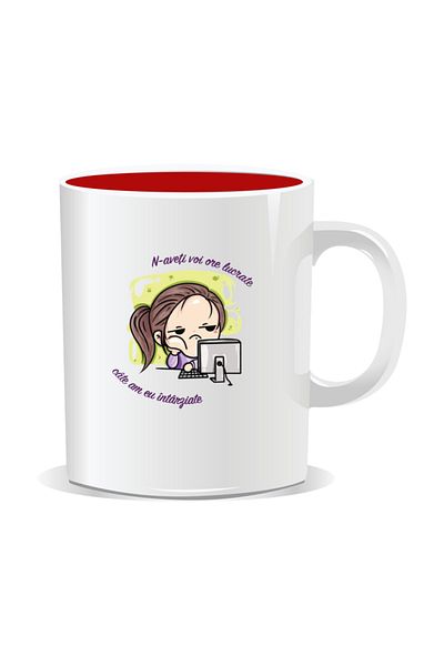 OEM Personalized mug with funny message, You don't have as many hours as I have working late - Red interior