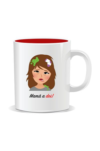 OEM Personalized mug with funny message, Mother of two - Red interior