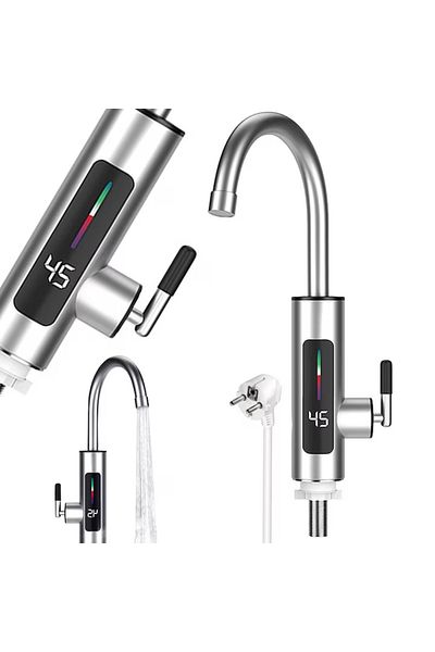 OEM Robinet electric instantaneu APF® 3000W, afișaj LCD, rotație 360° + suport autoadeziv