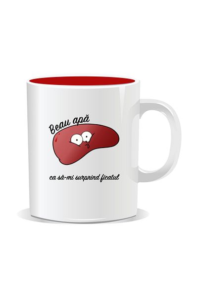 OEM Personalized mug with funny message, I drink water to surprise my liver - Red interior
