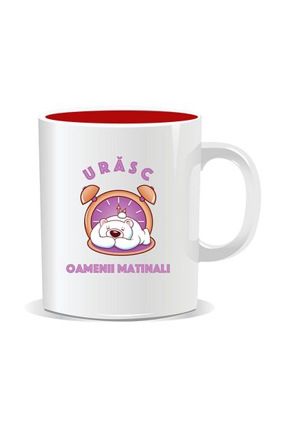 OEM Personalized mug with funny message, I hate morning people - Red interior