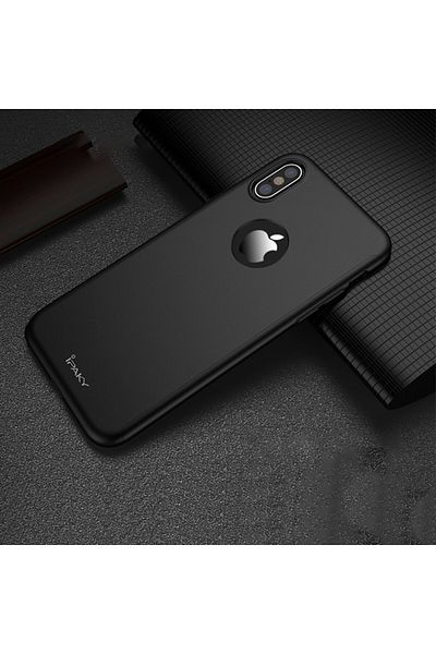OEM Carcasă Apple iPhone X, FullBody iPaky Neagră, acoperire completă la 360 de grade cu folie de protecție din sticlă gratuită