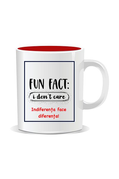 OEM Personalized mug with funny message, Indifference makes the difference - Red interior
