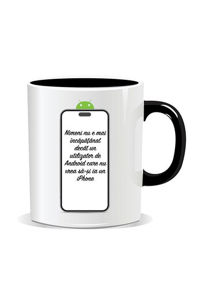 OEM Personalized mug with funny message, Android vs iPhone - Black interior
