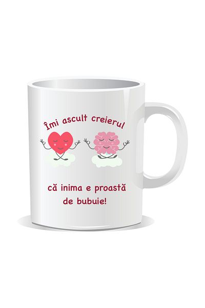 OEM Personalized mug with funny message, I listen to my brain because my heart is pounding - White interior