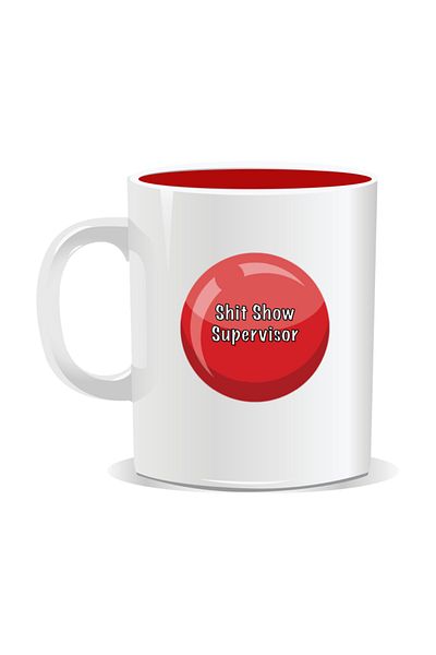 OEM Personalized mug with funny message, Shit Show Supervisor - Red interior