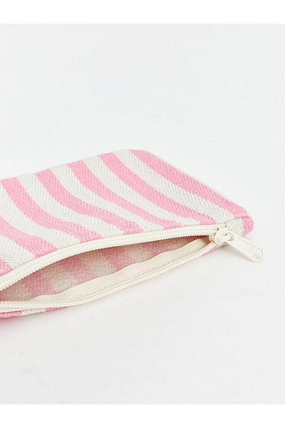 LC Waikiki Women's Cotton Fabric Wallet with Stylish and Modern Striped Design (21X14X1 cm)