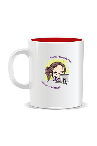 OEM Personalized mug with funny message, You don't have as many hours as I have working late - Red interior
