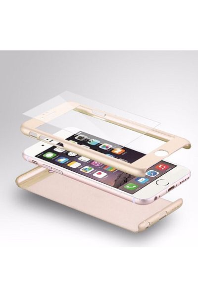 OEM Husă Apple iPhone 6 Plus/6S Plus, Full Body aurie, acoperire completă la 360 de grade cu folie de protecție din sticlă gratuită