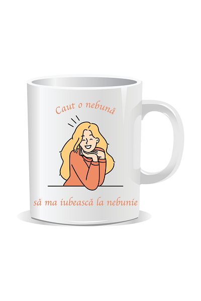OEM Personalized mug with funny message, I'm looking for a crazy woman who will love me madly - White interior